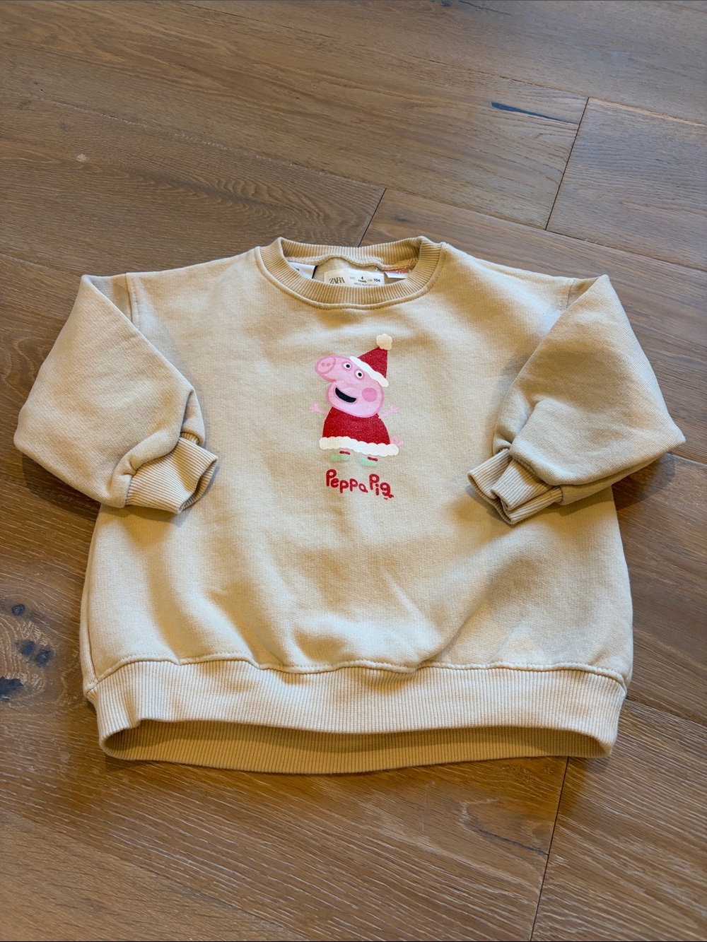 Zara Beige Kids Peppa Pig Sweatshirt with Red Accent